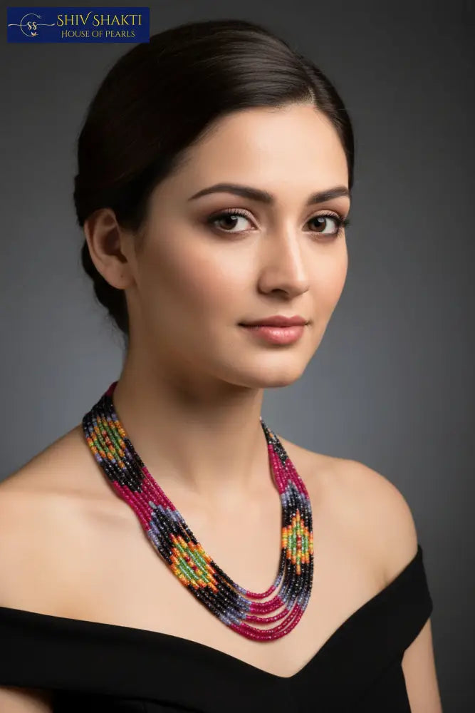 7 Lines Navratna masterpiece Gemstones