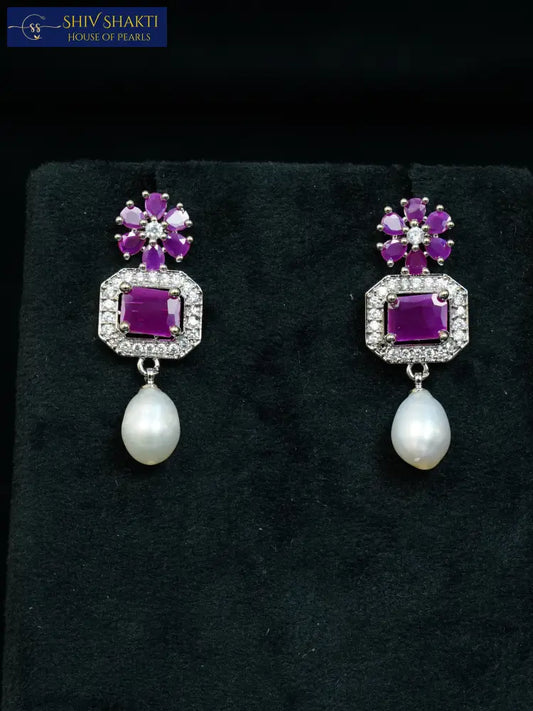 Amethyst Pearl Drop Earring Pearl Earrings
