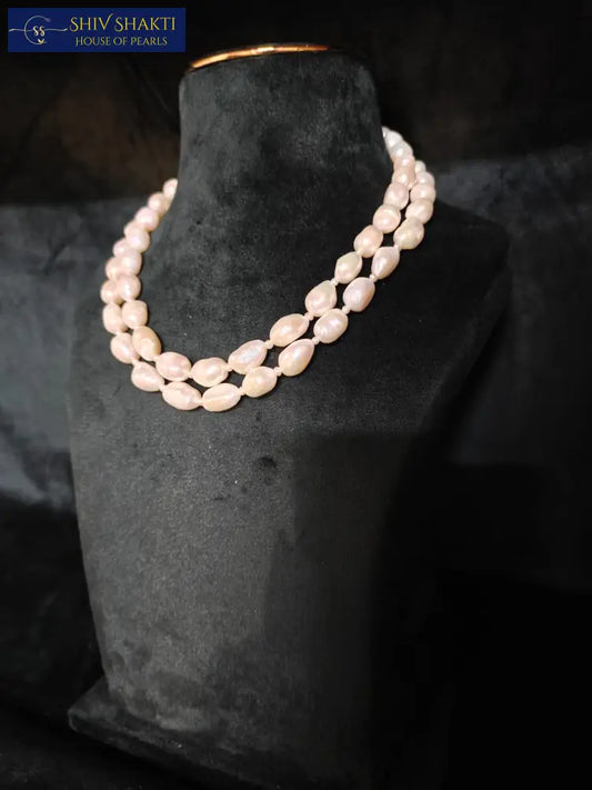 Baroque Pearl Necklace – Big Size Double Line (17–18 inches)