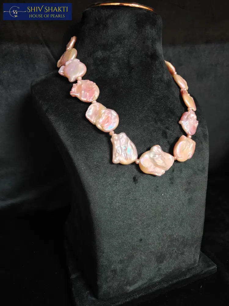 Baroque Pearl Necklace – Big Size Single Line (17 inch) Necklace / Mala