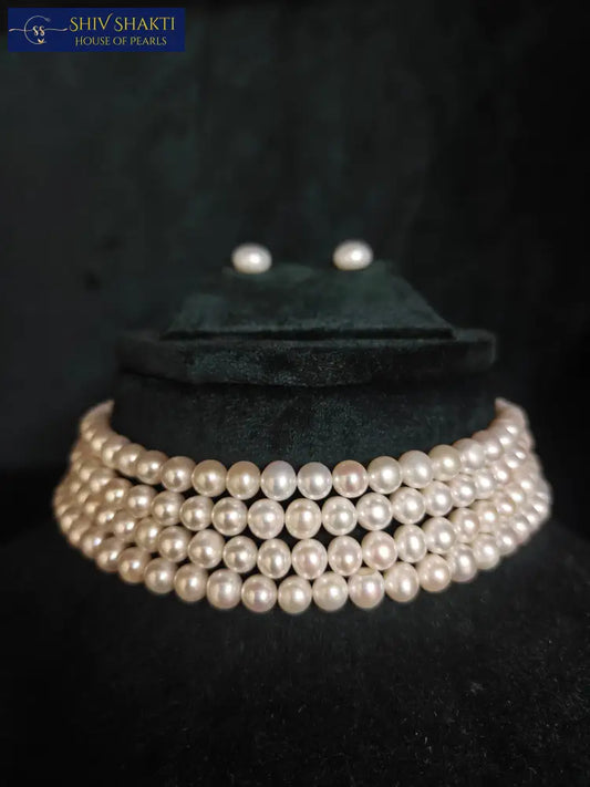 Classic Pearl Choker Necklace / Mala