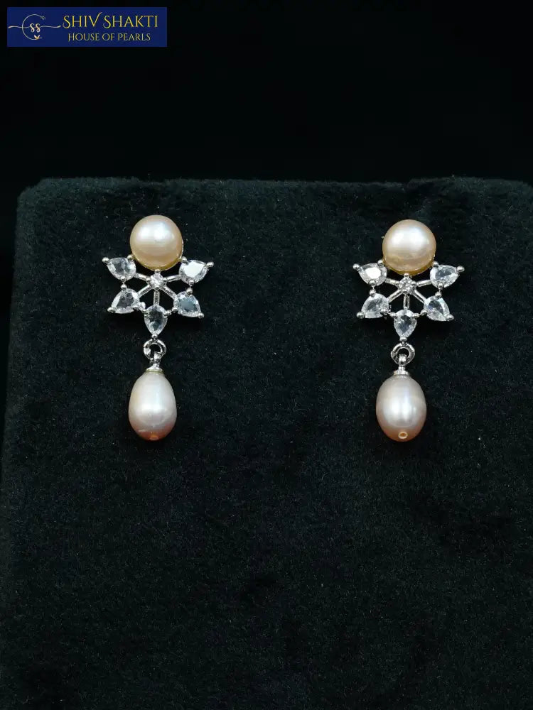 Crystal Pearl Drop Pearl Earrings