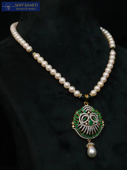 CZ Round Pearl Necklace Necklace / Mala
