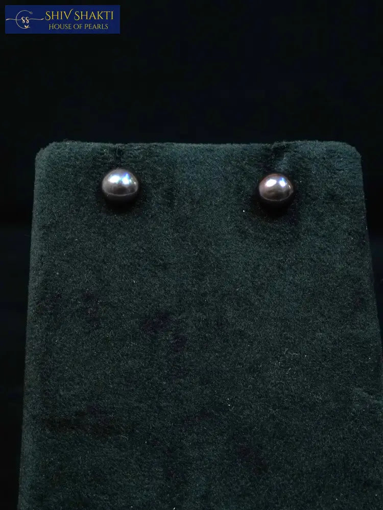Dark Gray Stud Pearl Studs