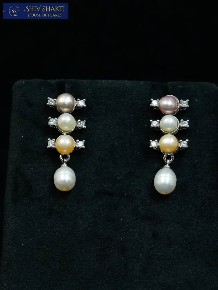 gemstone drop earrings Pearl Earrings