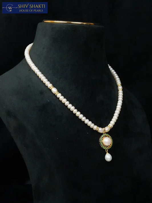 Green Onyx Pearl Necklace Necklace / Mala