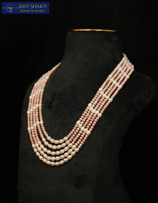 Oval and Flat Pearl Necklace 3-4mm / Pearl / Pearl Layers Necklace / Mala