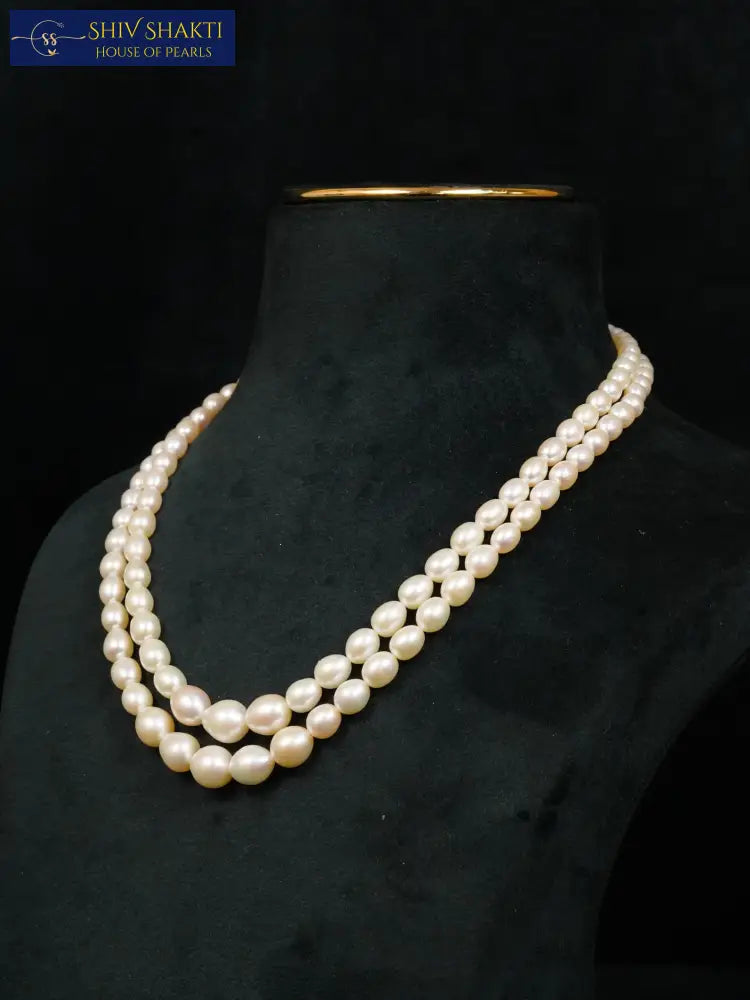 Oval Pearl 2 Line AAA Necklace / Mala