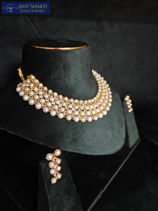 Party Pearl Choker Necklace / Mala