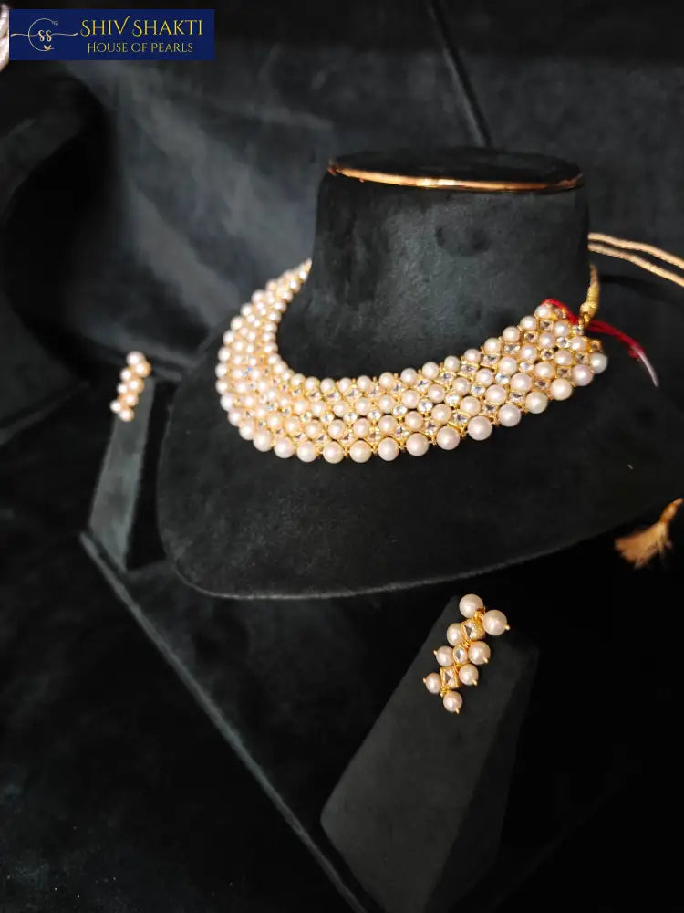 Party Pearl Choker Necklace / Mala