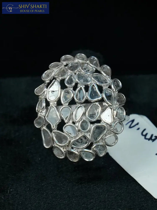 Pure Silver with Uncut Diamond