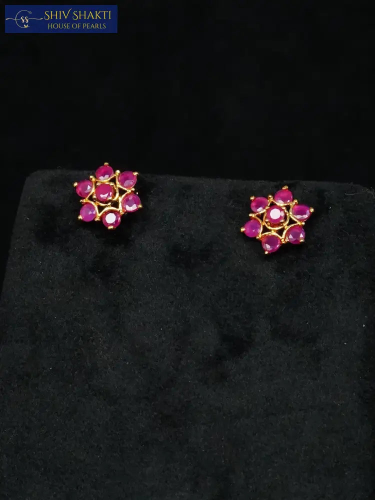 Ruby Pearl Flower Necklace Necklace / Mala