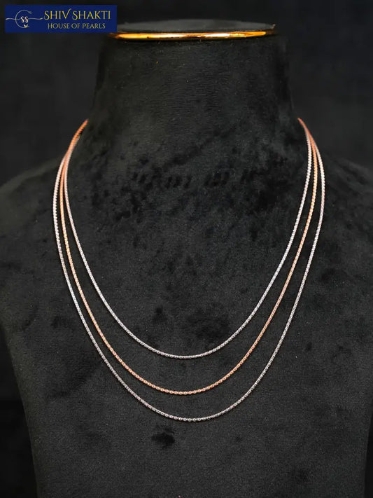 Silver Rose Gold Pure Silver Chain