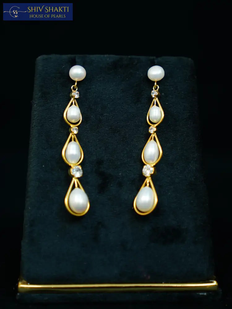Triple Drop Pearl Dangler Earring Pearl Earrings