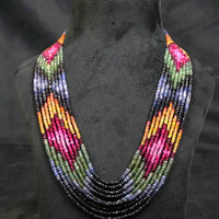 10 Lines Navratna Necklace Gemstones