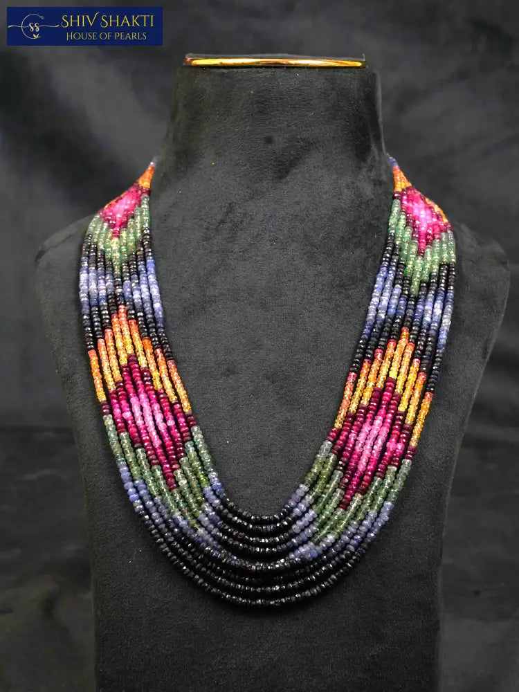 10 Lines Navratna Necklace Gemstones