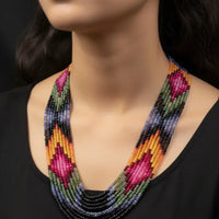 10 Lines Navratna Necklace Gemstones