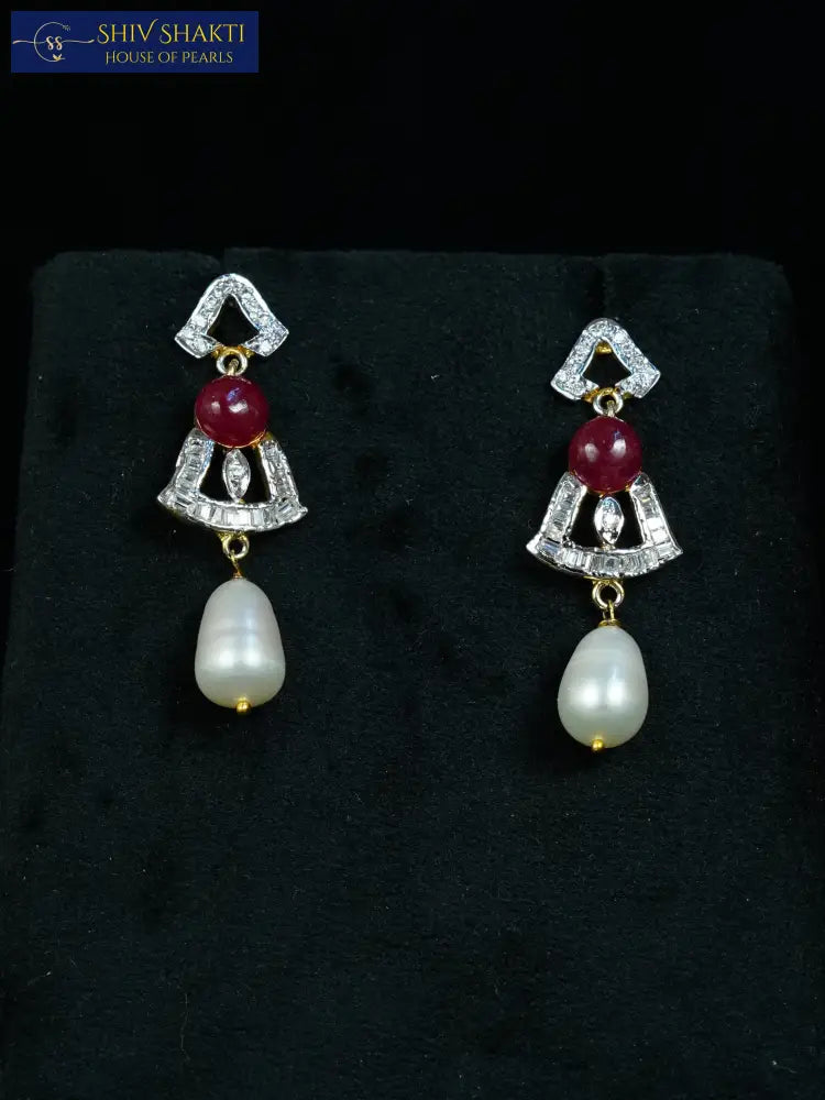 2 Line Beautiful CZ Necklace Pearl Necklace / Mala