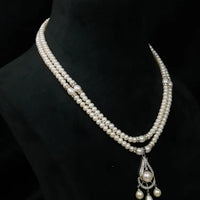 2 Line Drop Pearl Pendant Pearl Necklace / Mala