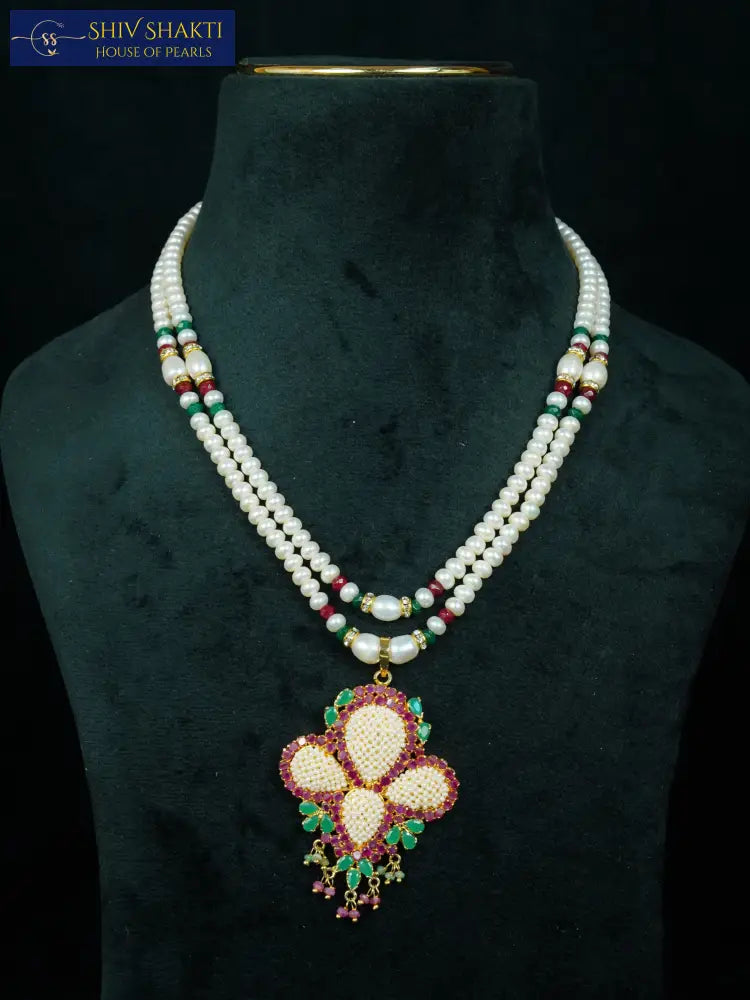 2 Line Pearl Jali Necklace Pearl Necklace / Mala
