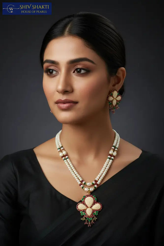 2 Line Pearl Jali Necklace Pearl Necklace / Mala