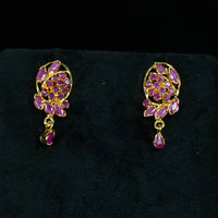 2 Line Ruby Pendant Set Pearl Necklace / Mala