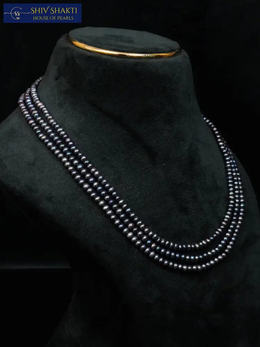 3 line blues gray mala Necklace / Mala