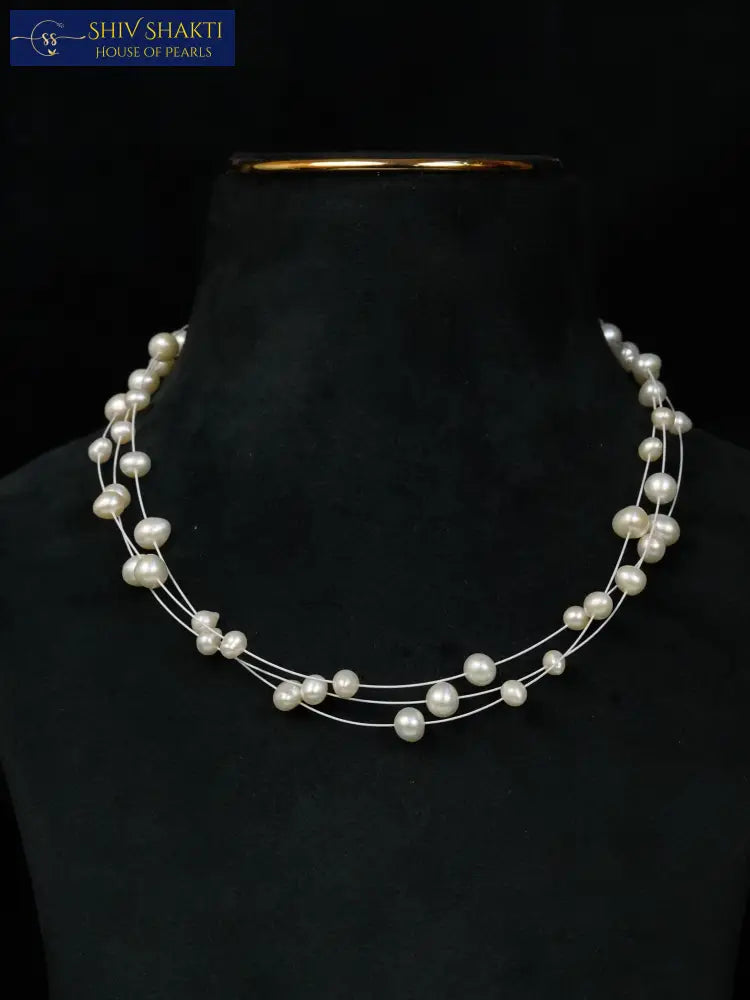 3 line Gray Round Pearl Floating