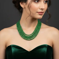 5 Lines classic Emerald Necklace
