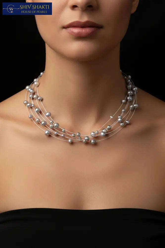 6 Lines Round Floating Pearl