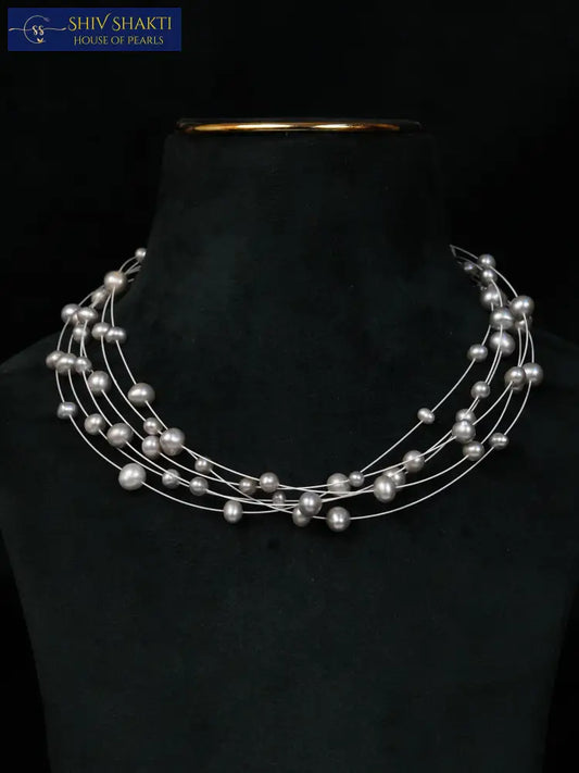 6 Lines Round Floating Pearl