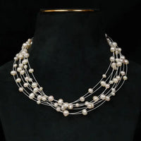 7 LINE FLOATING PEARL NECKLACE Necklace / Mala