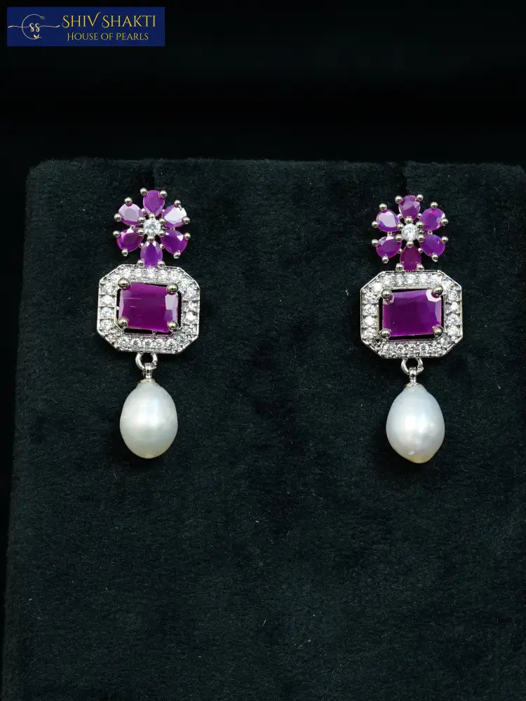 Amethyst Pearl Drop Earring Pearl Earrings