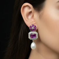 Amethyst Pearl Drop Earring Pearl Earrings