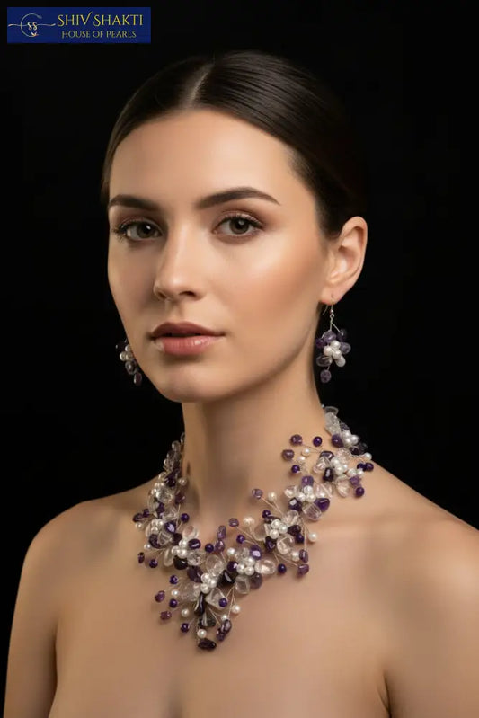 Amethyst With Pearl Necklace