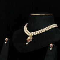 Aura Button Pearls Necklace