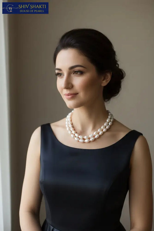 Baroque Pearl Necklace – Big Size Double Line (17–18 inches)
