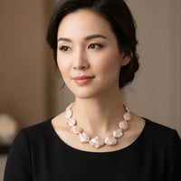 Baroque Pearl Necklace – Big Size Single Line (17 inch) Necklace / Mala