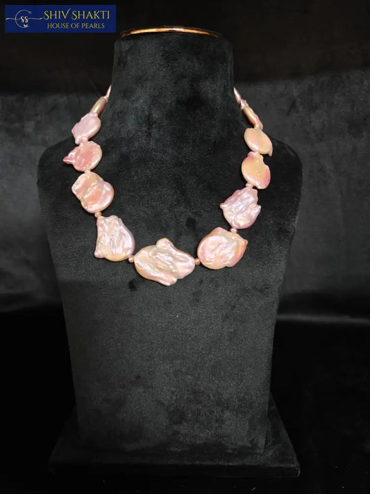 Baroque Pearl Necklace – Big Size Single Line (17 inch) Necklace / Mala