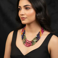 Big Navratna Necklace Gemstones
