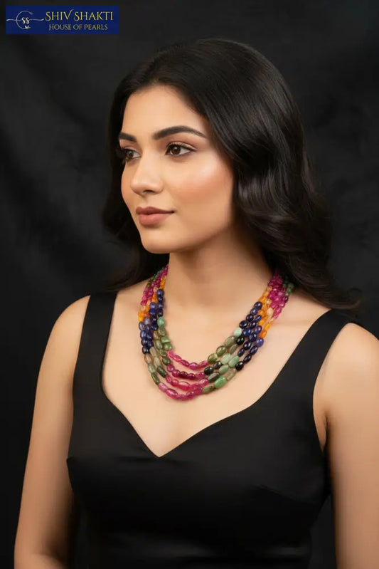 Big Navratna Necklace Gemstones