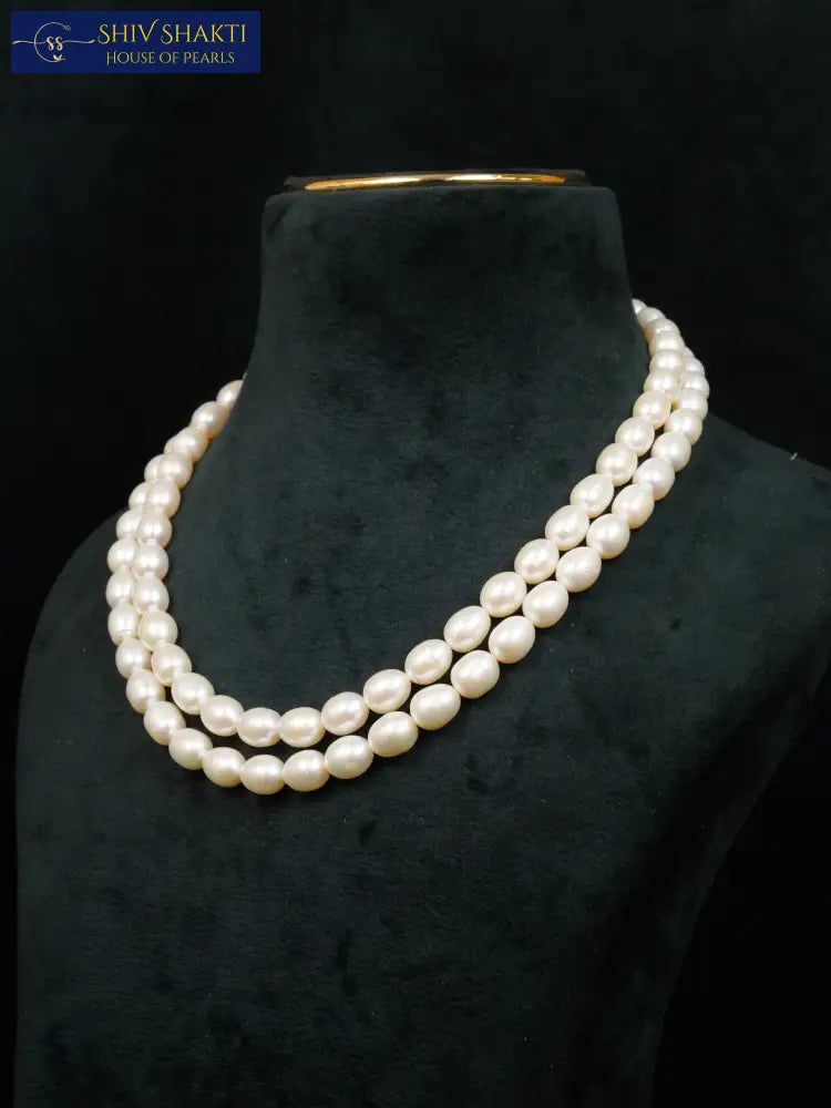 Big Size 2 Line Oval Pearl AAA Necklace / Mala