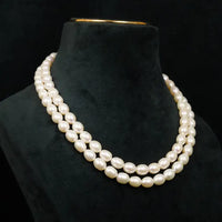 Big Size 2 Line Oval Pearl AAA Necklace / Mala