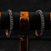 Black n Blue Flat Pearl Bangle