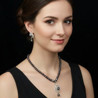 Black Pearl Delicate Design Pearl Necklace / Mala