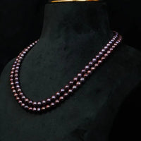 Black Round Pearl 2 Lines Necklace 16-17 Inches / 3-4 mm Necklace / Mala