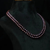 Black Round Pearl 2 Lines Necklace 16-17 Inches / 3-4 mm Necklace / Mala