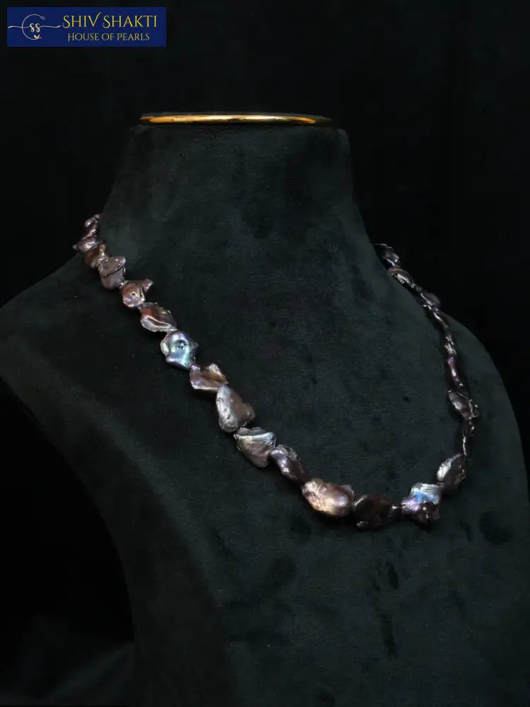 Black Unique Pearl Necklace Necklace / Mala