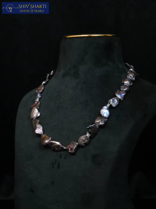 Black Unique Pearl Necklace Necklace / Mala