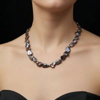 Black Unique Pearl Necklace Necklace / Mala